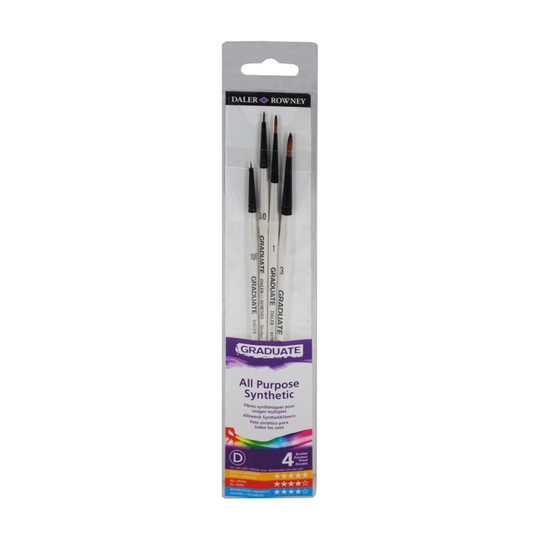 Synthetic Detail Paint Brush Set, 4 Pieces