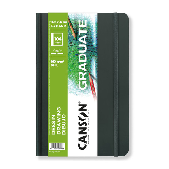 Graduate Hard Cover Drawing Art Book, 52 Sheets, 5.5 x 8.5 Inches