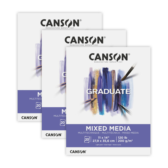 11 x 14 Mixed Media Paper Pads, 20 Sheets, Pack of 3