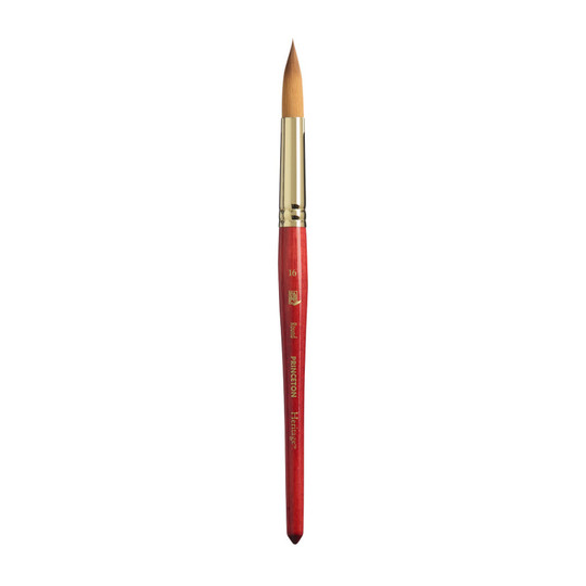 Heritage Synthetic Sable Round Watercolor Brush, Short Handle, Scarlet, Size 16