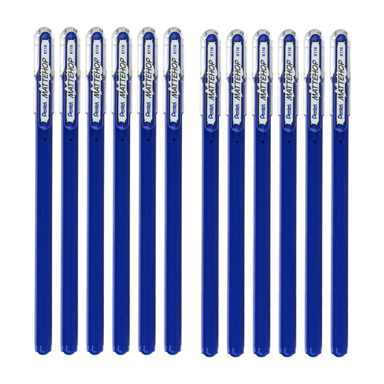Blue Matte Opaque Gel Roller Pens, 12-Pack