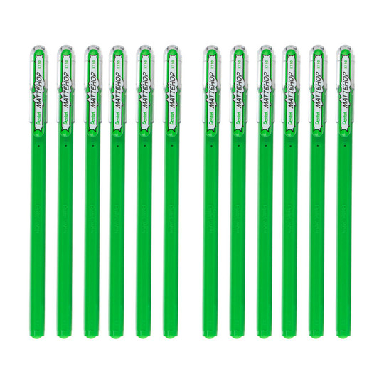 Matte Opaque Green Gel Roller Pens, 12 Pack