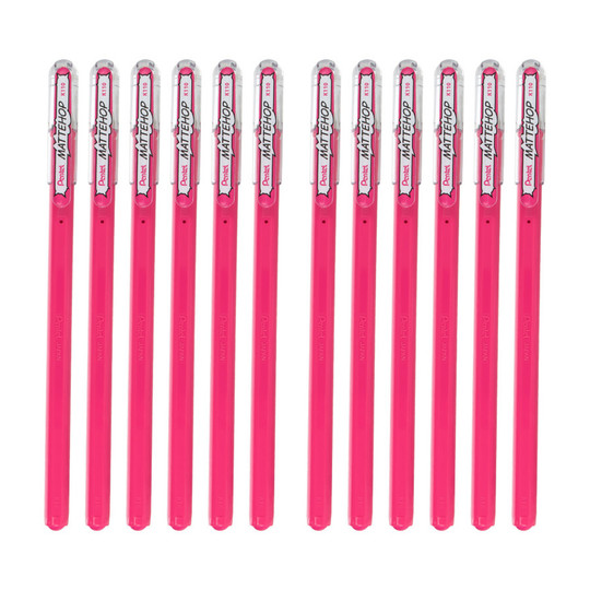 Matte Opaque Pink Gel Roller Pens, 1.0 mm, 12 Pack