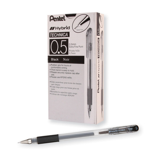 Black 0.5 mm Gel Pens, 12-Pack