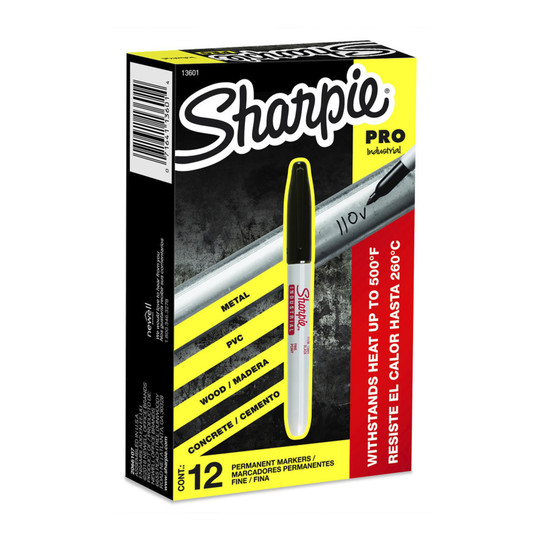 Fine Point Permanent Markers, Black, Heat Resistant to 500°F, 12-Pack