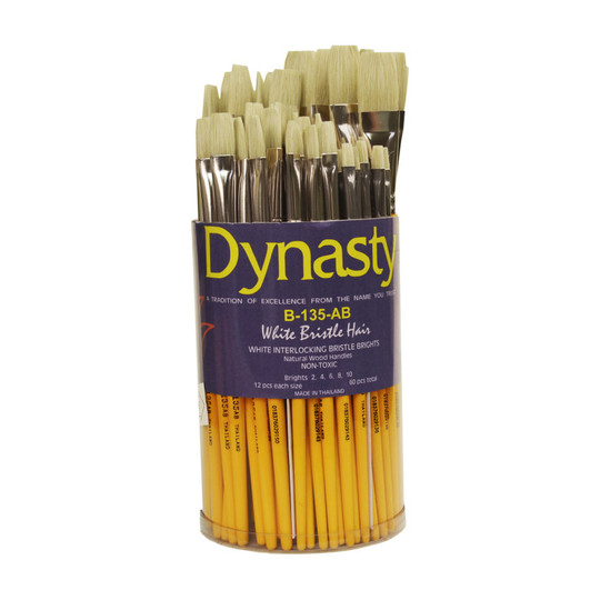 White Bristle Bright Paint Brush Canister, 60 Brushes