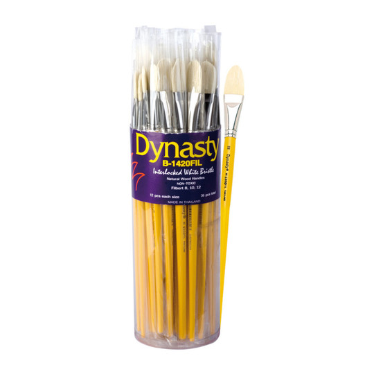 White Bristle Filbert Brush Canister, 36 Brushes