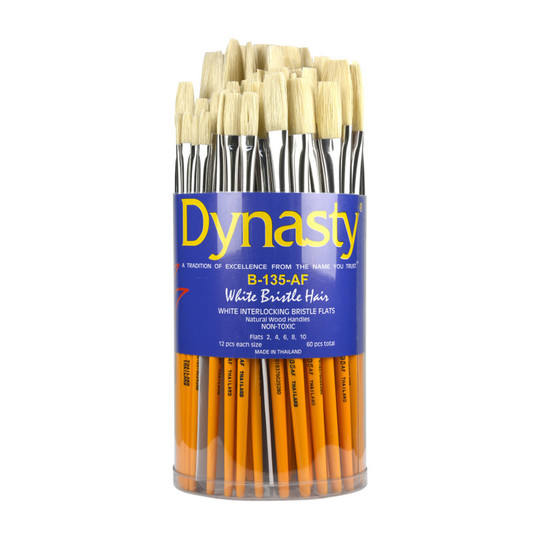 White Bristle Flat Brush Canister, 60 Brushes