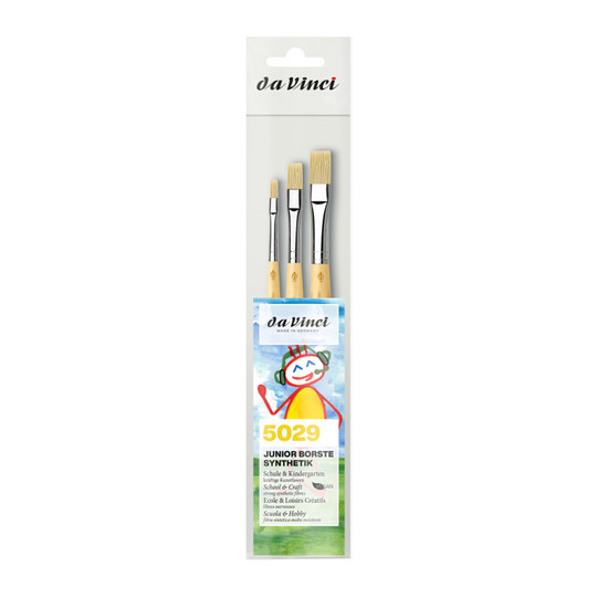 Junior Synthetic Flat Student Paint Brush Set, 3 Brushes