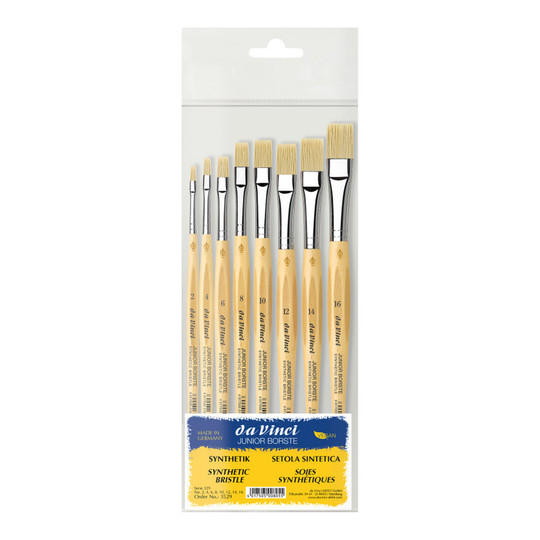 Junior Synthetic Flat Paint Brush Set, 8 Pieces