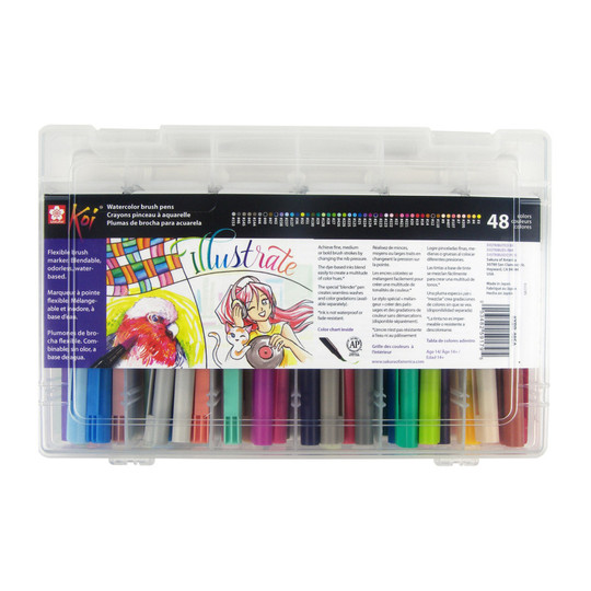 48-Color Watercolor Brush Pen Set with Storage Case
