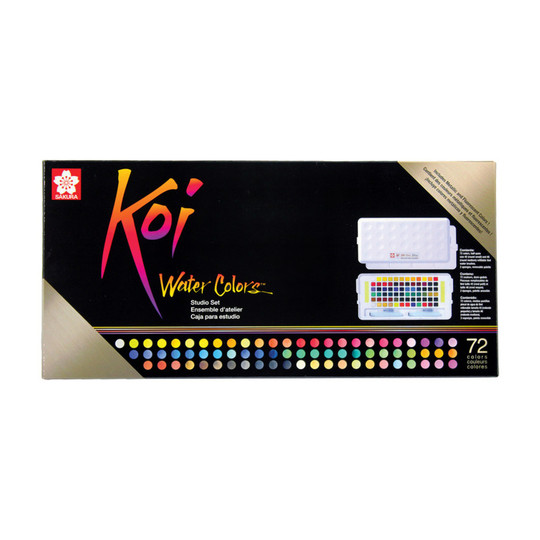 72-Color Watercolor Studio Sketch Box with 2 Brushes
