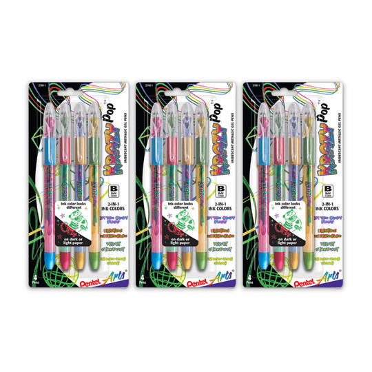 Iridescent Gel Pens, Assorted Ink, 12-Pack