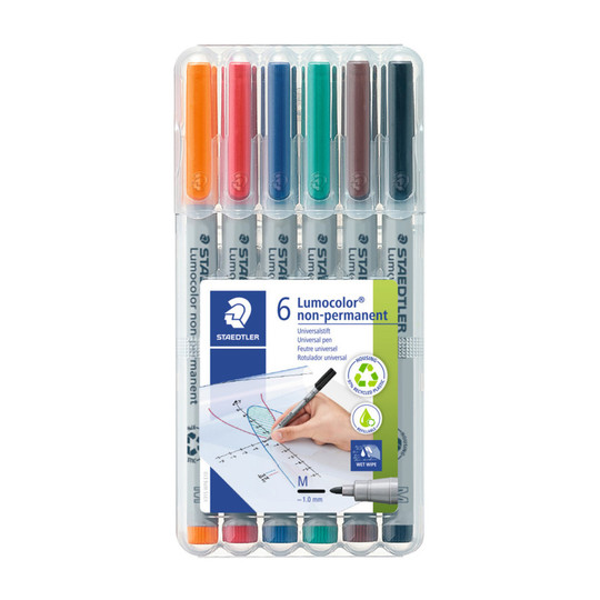 Wet-Erase Medium-Point Marker Set, Assorted Colors, 6 Pack