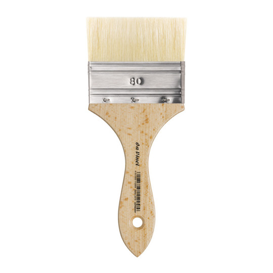 Flat Natural Bristle Mottler Brush for Acrylic and Oil, Size 80
