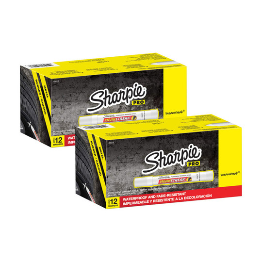 White Permanent Marking Sticks, Broad Tip, 24 Count