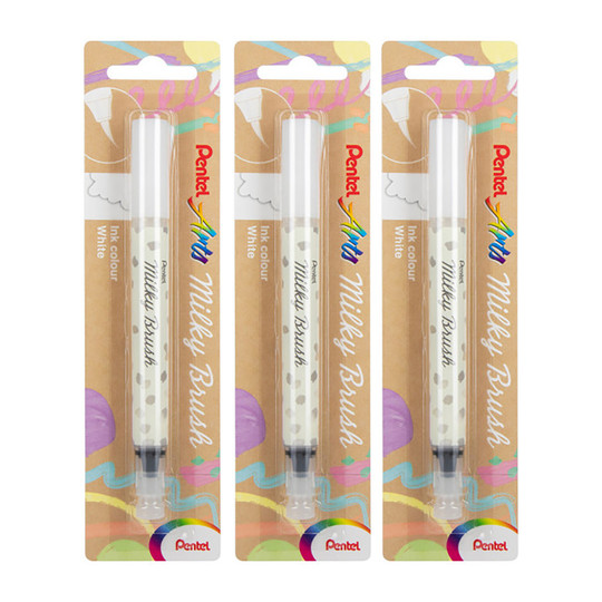 White Opaque Ink Brush Pens, 3-Pack
