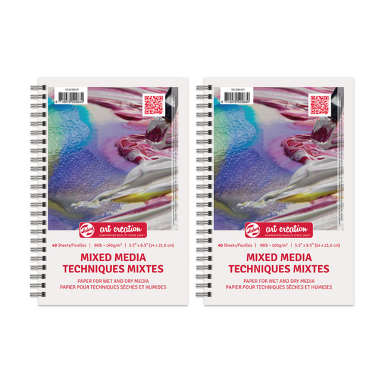Mixed Media Paper Pad, 5.5 x 8.5 Inches, 40 Sheets, Pack of 3