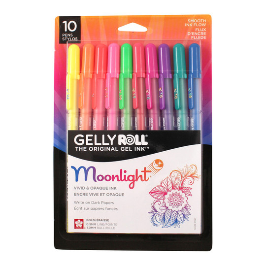 Moonlight Gel Pens, Bold Point, Assorted Colors, 10-Pack