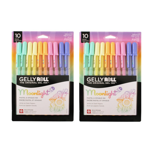 Moonlight Gel Pens, Bold Point, Assorted Pastel Colors, 20-Pack