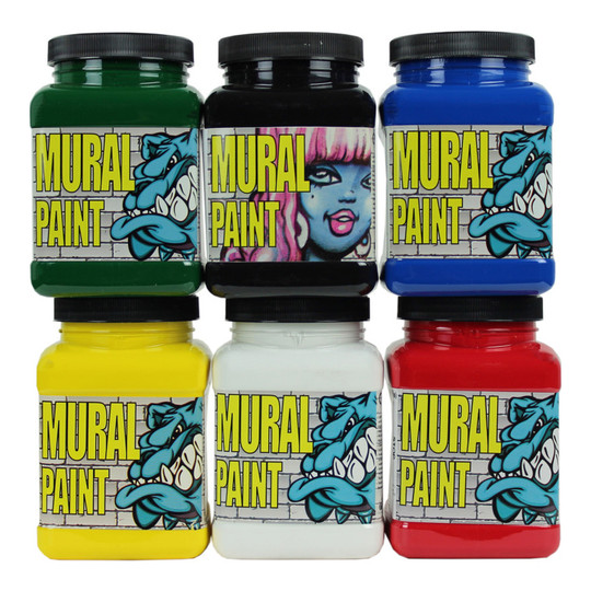 Outdoor Mural Acrylic Paint, 6-Pint Primary Color Set