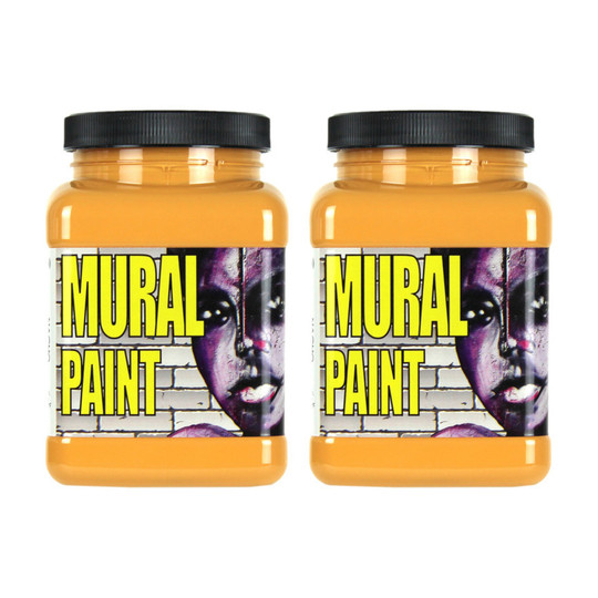 Acrylic Mural Paint, Nacho Yellow Orange, Pint Jars, Pack of 2