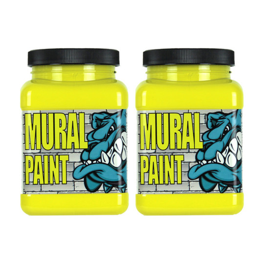 Bright Yellow Smiley Face Acrylic Mural Paint, 1 Pint Jars, Pack of 2