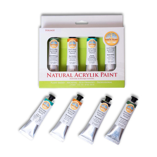 Foliage Plant-Based Acrylic-Style Paint Set, 4 Colors