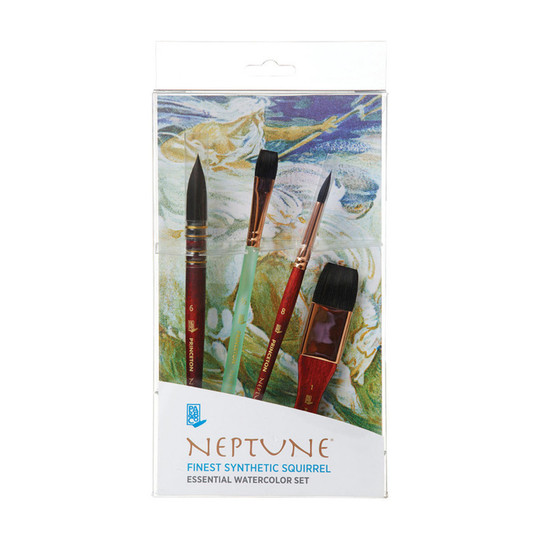 Neptune Synthetic Watercolor Brush Set, 4 Pieces