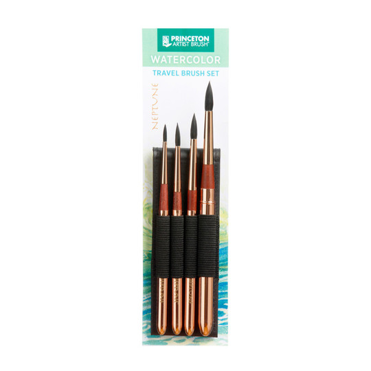 Synthetic Watercolor Brush Set, Gold, 4 Pieces
