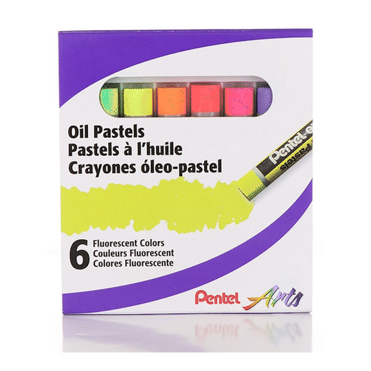 Fluorescent Wax Oil Pastels, 6-Pack
