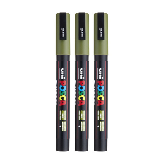 Fine Bullet Tip Paint Markers, Khaki Green, Pack of 3
