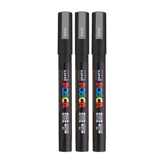 Fine Bullet Tip Silver Paint Markers, Pack of 3