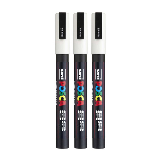 Fine Bullet Tip White Paint Markers, Pack of 3
