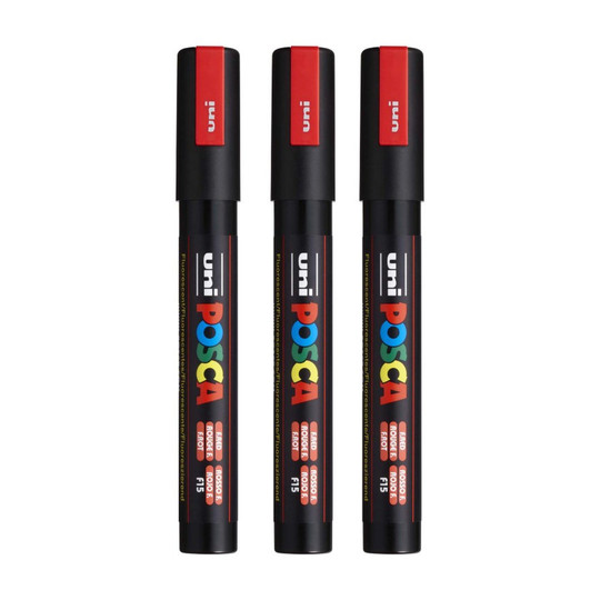Fluorescent Red Medium Bullet Tip Paint Markers, Pack of 3