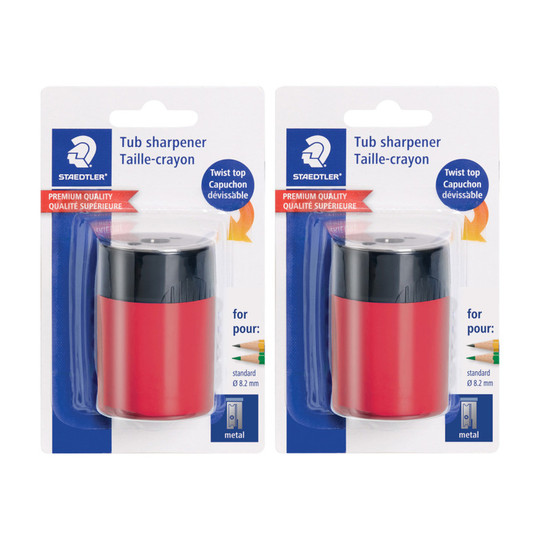 Personal Pencil Sharpener Set with Screw-Top Lid, 2-Pack