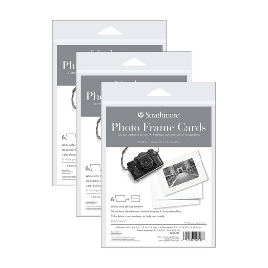 Plain Border Photo Frame Cards and Envelopes, 5 x 6.875 Inches, 18 Count
