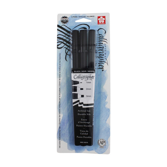 Black Calligraphy Pen Set, Assorted Sizes, 3-Pack
