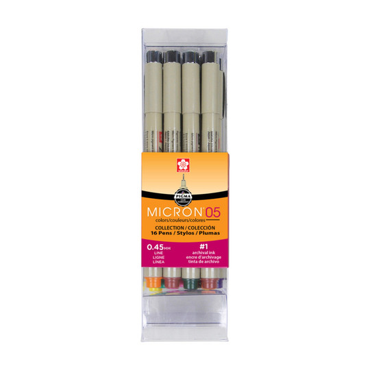 Pigma Micron Cube Collection Size 05 Assorted Color Fineliner Pen Set, 16-Pack