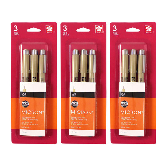 Black 005 Extra Fine Point Pigment Fineliner Pens, 9-Pack