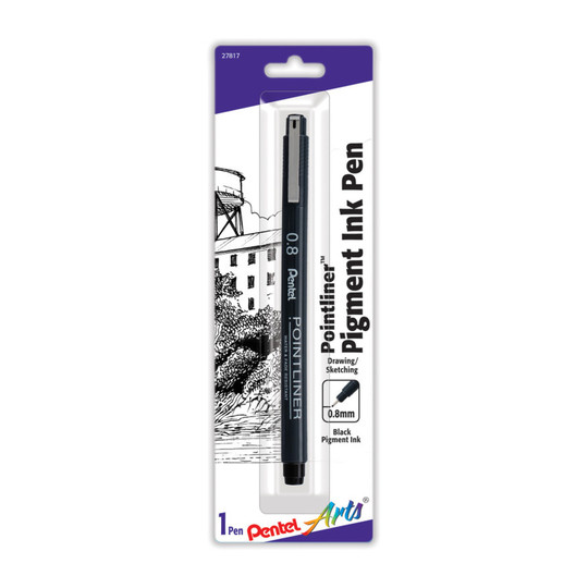 Black Pigment Ink Pen, 0.8 mm, 1-Pack