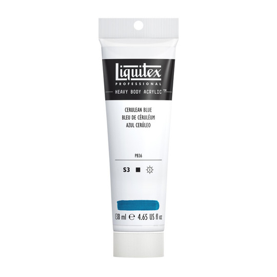 Professional Heavy Body Acrylic Paint, Cerulean Blue, 138 mL Tube