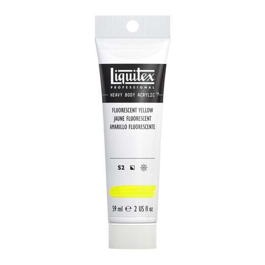 Professional Heavy Body Acrylic Paint, Fluorescent Yellow, 59 mL Tube