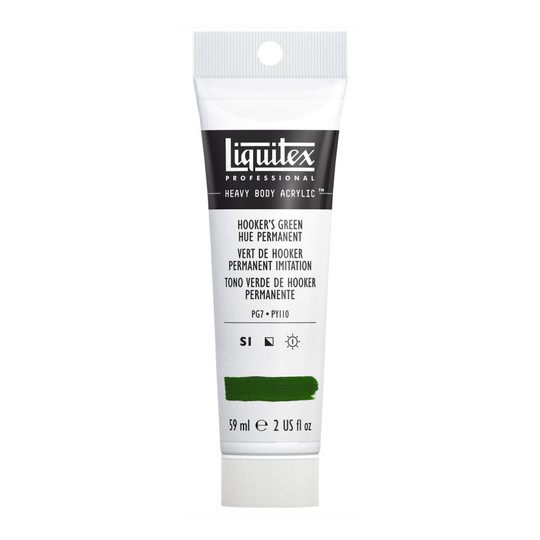 Professional Heavy Body Acrylic Paint, Hooker’s Green Hue Permanent, 59 mL Tube