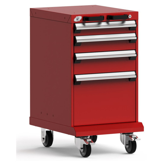 4-Drawer Mobile Cabinet, 18"W x 21"D x 33.13"H - With Dividers - Single Bank