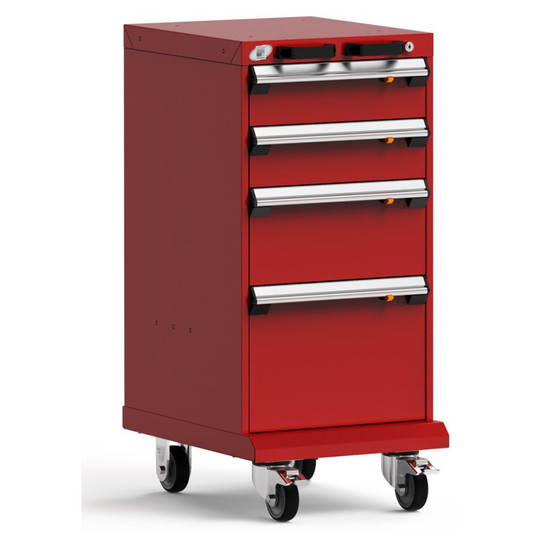 4-Drawer Mobile Cabinet, 18"W x 21"D x 39.13"H - Without Dividers - Single Bank