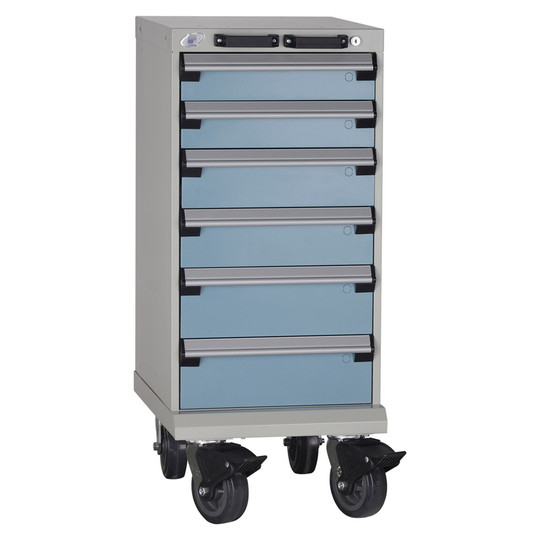6-Drawer Mobile Cabinet, 18"W x 21"D x 34"H - Without Dividers
