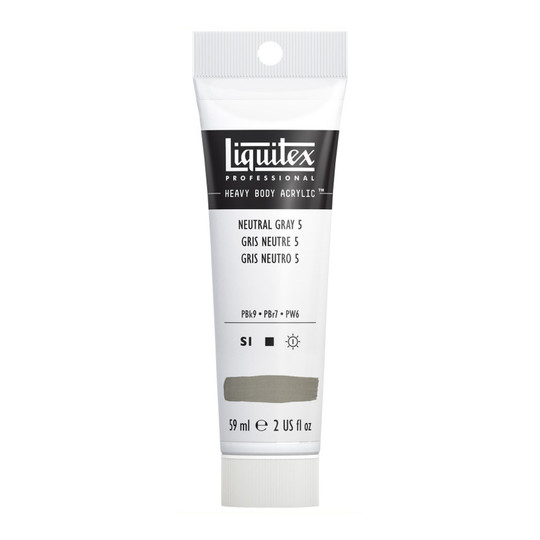 Professional Heavy Body Acrylic Paint, Neutral Gray Value 5/Mixing Gray, 59 mL Tube