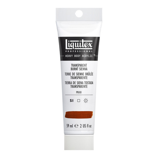 Professional Heavy Body Acrylic Paint, Transparent Burnt Sienna, 59 mL Tube