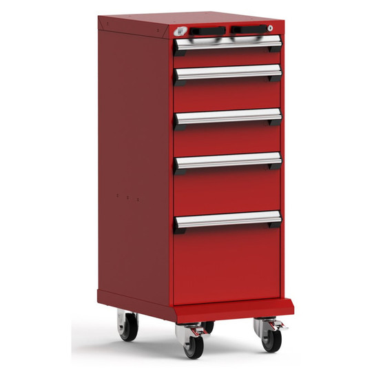 5-Drawer Mobile Cabinet, 18"W x 27"D x 45.13"H - Without Dividers - Drawer heights: 1 4" H, 2 6" H, 1 8" H, 1 12" H